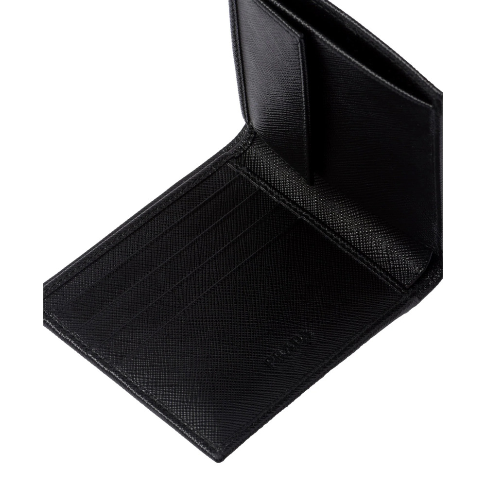 Prada Black Saffiano Leather Wallet with Coin